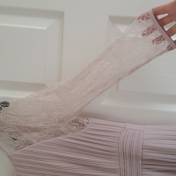 ASOS TFNC Light Blush Floor Length Pleated Lace Dress bridesmaid - Picture 5 of 9